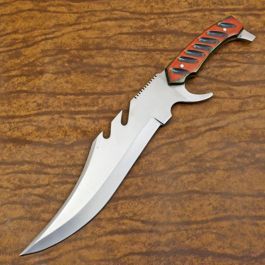 Custom Handmade 12" D2 Steel Full Tang Bowie Knife With Pakka Wood Handle  