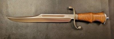 Custom Handmade 12" D2 Tool Steel Bowie Hunting Knife with Burl Wood Handle – Full Tang Fixed Blade