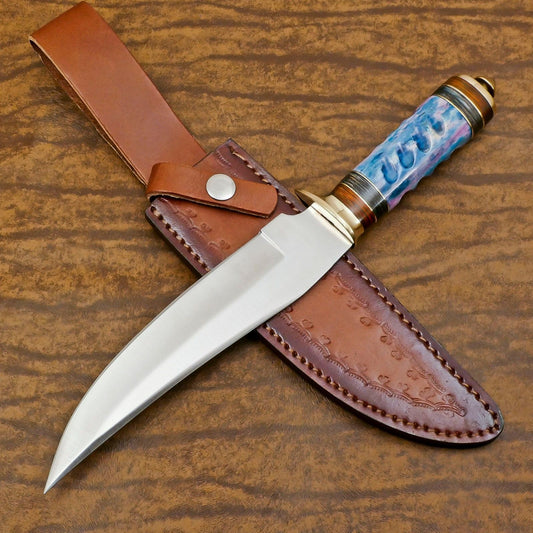 Custom Handmade 12 Inch D2 Steel Blade Hunting Bowie Camping Knife