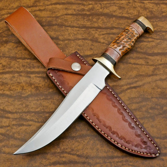 Custom Handmade 12 Inch D2 Steel Blade Hunting Bowie Camping Knife – Full Tang Outdoor Survival Blade