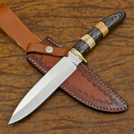 Custom Handmade 12 Inch D2 Steel Blade Hunting Bowie Camping Knife – Full Tang Outdoor Survival Knife