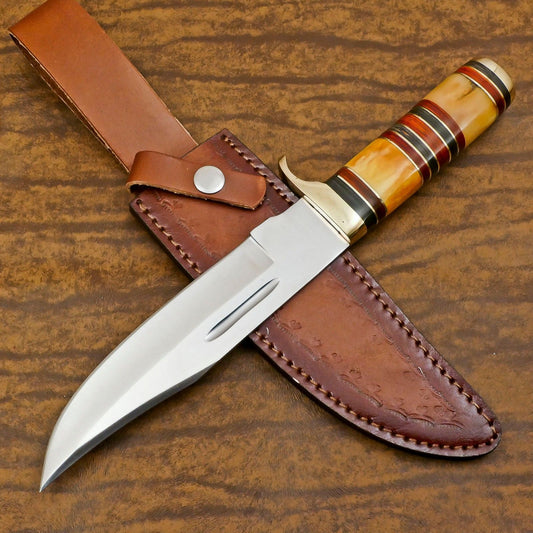 Custom Handmade 12 Inch D2 Steel Hunting Bowie Camping Knife – Full Tang Survival Blade