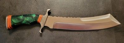 Custom Handmade 14.5" D2 Steel Bowie Knife with Resin Handle & Leather Sheath