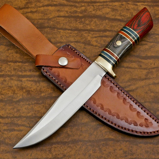 Custom Handmade Best Bowie Knife D2 Steel Full Tang Bowie Knife With Wood Handle