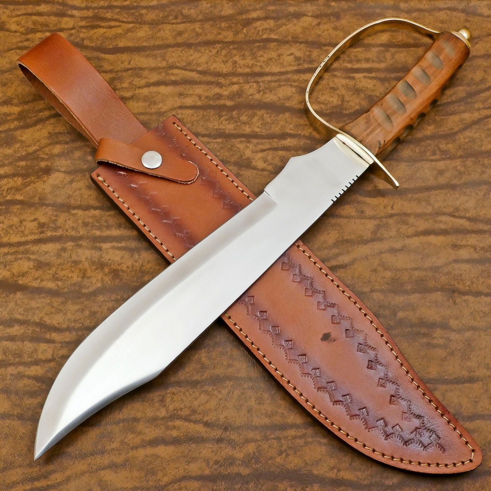 Custom Handmade D2 Blade Mini Sword/Bowie Knife | Rosewood Handle & Leather Sheath