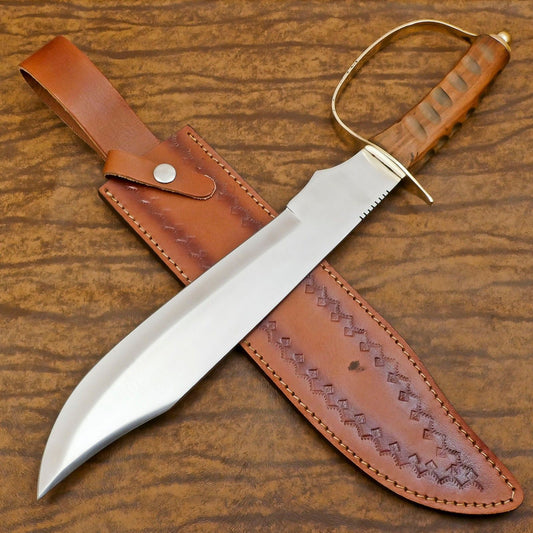 Custom Handmade D2 Blade Mini Sword/Bowie Knife | Rosewood Handle & Leather Sheath