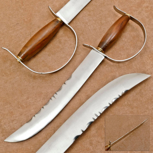 Custom Handmade D2 Blade Mini Sword/Bowie Knife – Rosewood Handle with Steel Guard