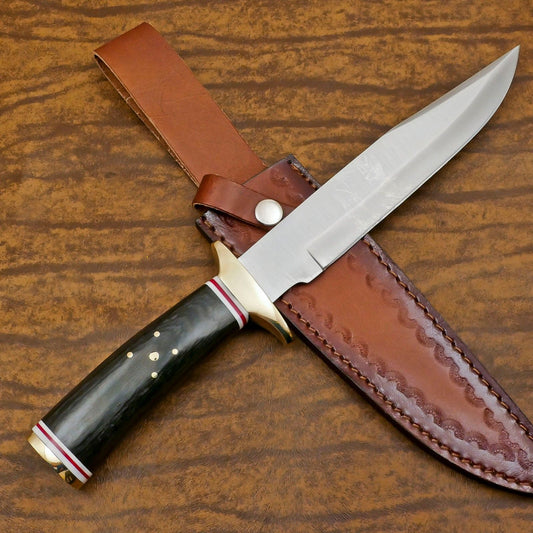 Custom Handmade D2 Steel Bowie Knife | 12" Hunting & Camping Fixed Blade