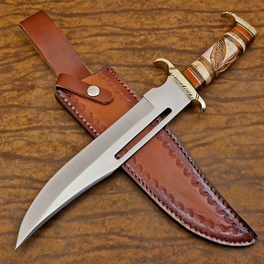 Custom Handmade D2 Steel Bowie Knife 13" Full Tang Bowie Knife With Bone Handle
