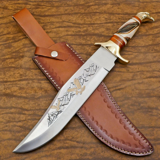  Custom Handmade D2 Steel Bowie Knife 15" Full Tang Bowie Knife With Bone Handle