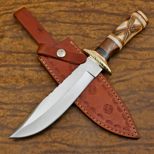 Custom Handmade D2 Steel Bowie Knife | Hunting & Camping Fixed Blade 12"