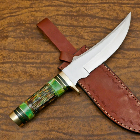 Custom Handmade D2 Steel Bowie Knife | Hunting & Outdoor Fixed Blade 12"