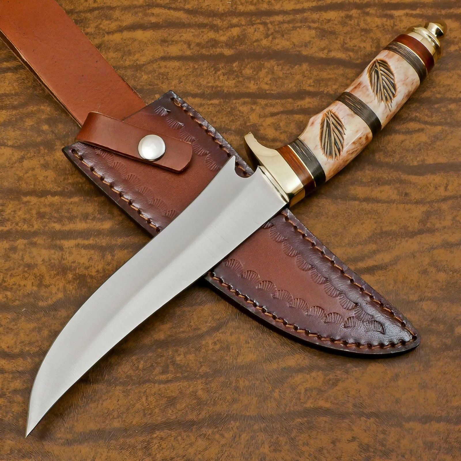 Custom Handmade D2 Steel Full Tang Bowie Knife 14" Best Bowie Knife With Bone Handle