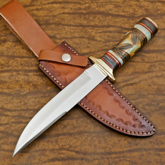 Custom Handmade 12 Inch D2 Steel Hunting Bowie Outdoor Knife – Full Tang Survival Blade
