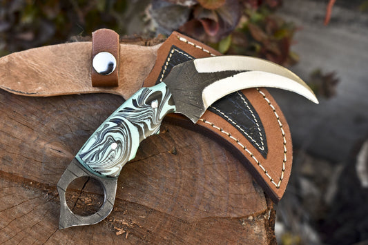 Custom Handmade D2 Steel Karambit Knife 8" Best Karambit Knife With Resin Handle