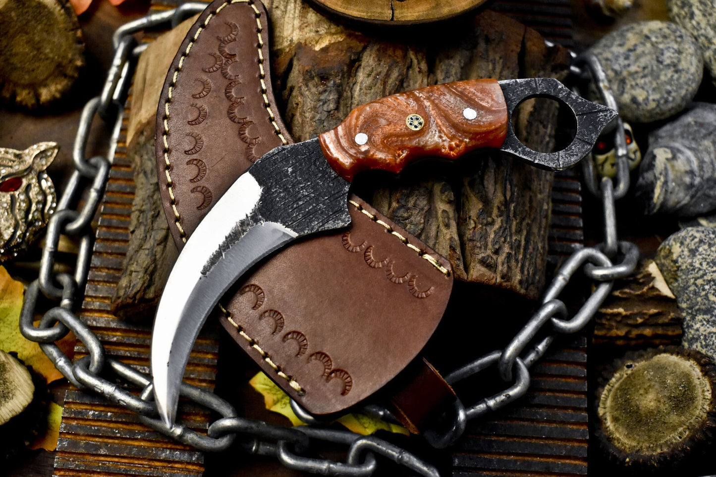 Custom Handmade D2 Steel Karambit Knife Best Karambit Knife With Resin Handle