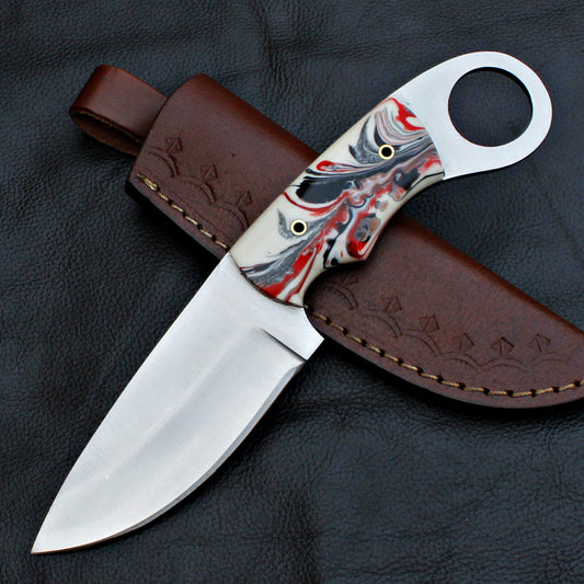 Custom Handmade D2 Steel Skinner Knife | Full Tang Hunting & EDC Knife with Leather Sheath