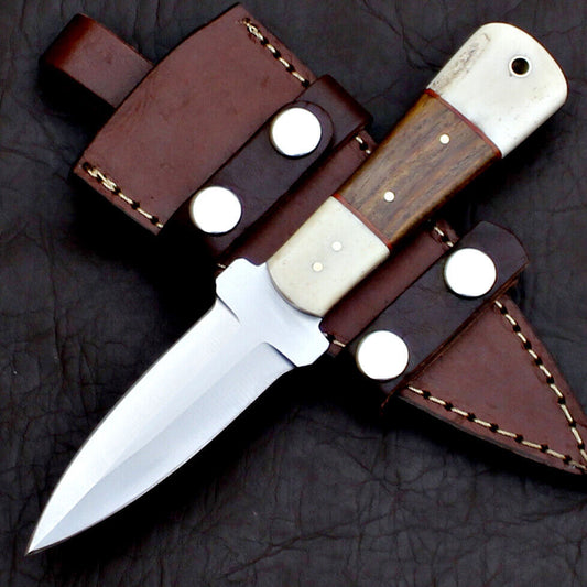 Custom Handmade D2 Tool Steel Skinner Hunting Knife with Leather Sheath