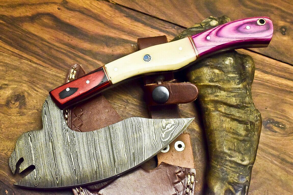 Custom Handmade Damascus Axe | Hunting Cleaver Chopper Knife With Camel Bone Handle