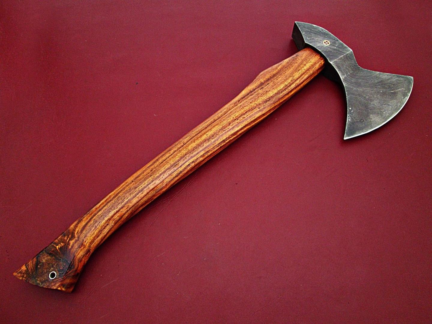 Custom Handmade Damascus Axe with Walnut Wood Handle 17 Inch