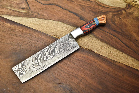 Custom Handmade Damascus Steel Chef Knife Full Tang Chopper Knife
