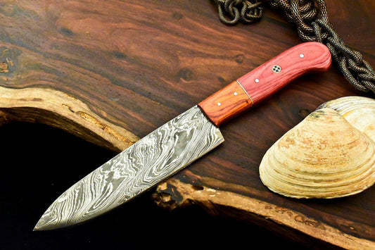 Custom Handmade Damascus Chef Hunting Knife | Full Tang 