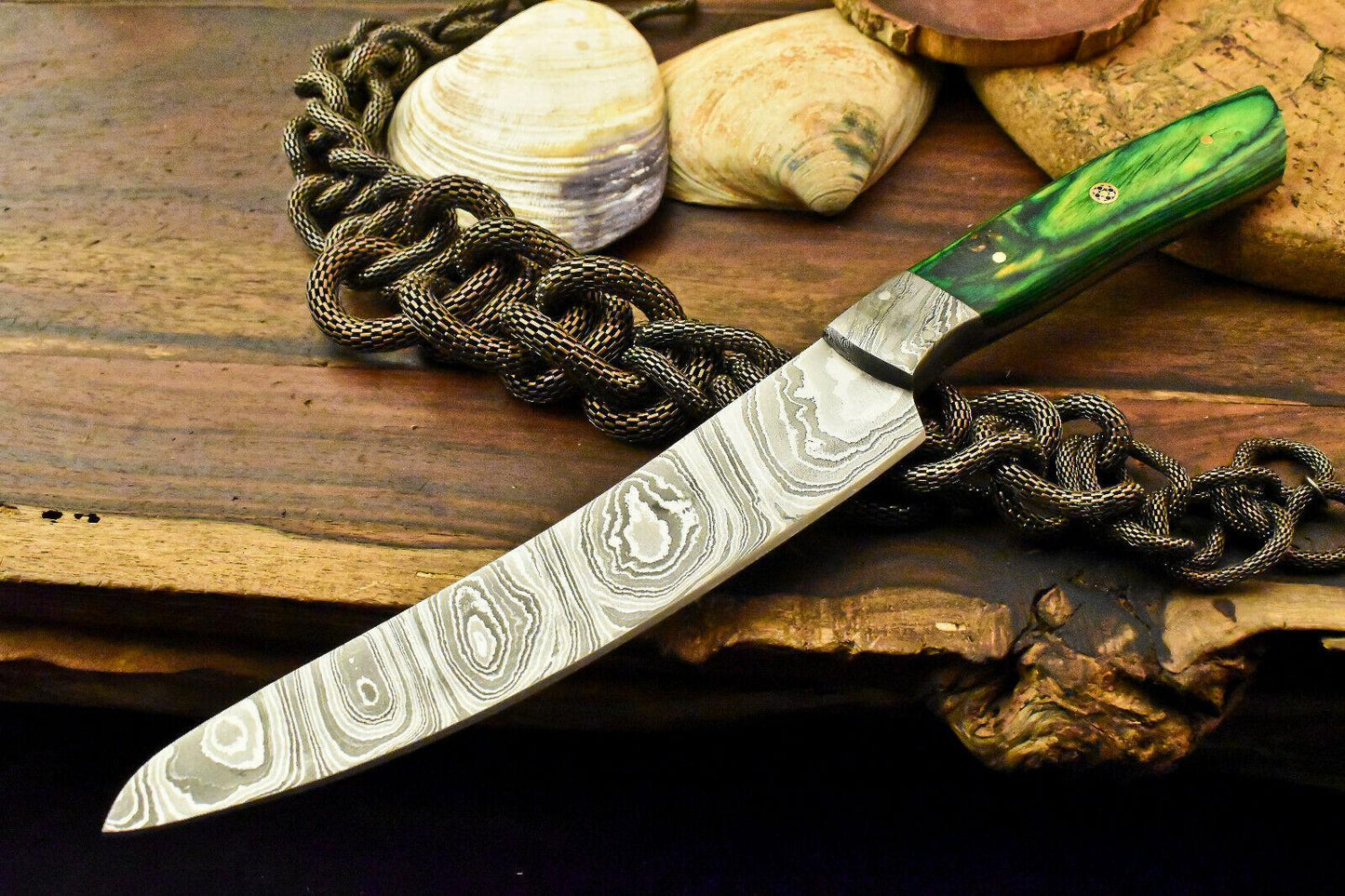 Custom Handmade Damascus Chef Hunting Knife Full Tang PakkaWood Handle Knife