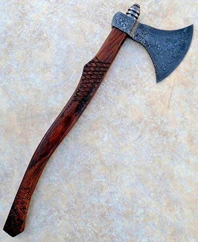 Custom Handmade Damascus Hunting Axe Twist Pattern Damascus Steel Axe With Wood Handle