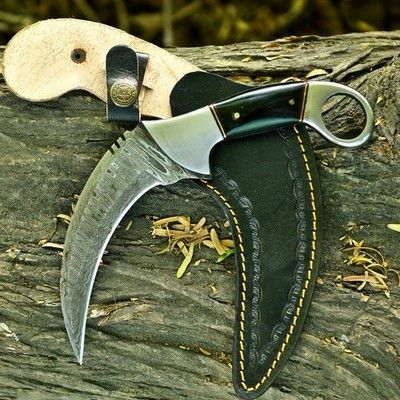Custom Handmade Damascus Karambit Knife Full Tang Damascus Steel Knife with Sheath