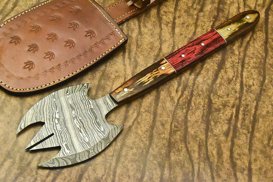Custom Handmade Damascus Steel Axe Full Tang Tomahawk Hatchet With Hardwood Handle
