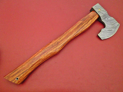 Custom Handmade Damascus Steel Axe With Walnut Wood Handle