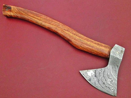 Custom Handmade Damascus Steel Axe With Walnut Wood Handle 15 Inch