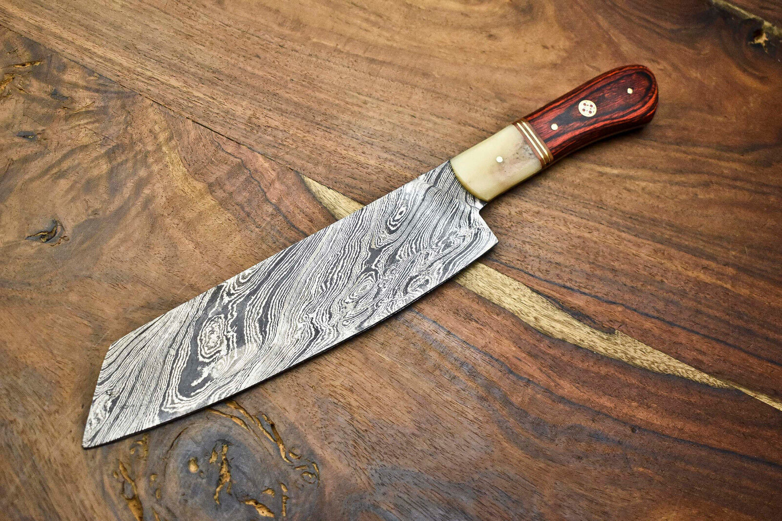 Custom Handmade Damascus Steel Blade Chef Knife Full Tang Chopper Knife


