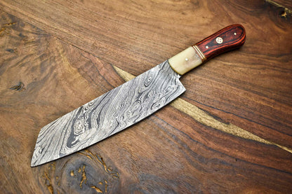 Custom Handmade Damascus Steel Blade Chef Knife Full Tang Chopper Knife

