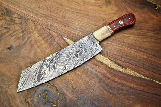 Custom Handmade Damascus Steel Blade Chef Knife Full Tang Chopper Knife

