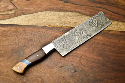 Custom Handmade Damascus Steel Blade Chef Knife – Full Tang Sport Knife with 384 Layers

