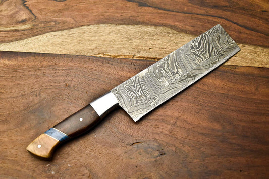 Custom Handmade Damascus Steel Blade Chef Knife – Full Tang Sport Knife with 384 Layers

