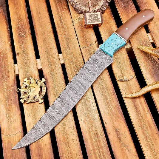Custom Handmade Damascus Steel Bowie Knife – Camping & Hunting Knife