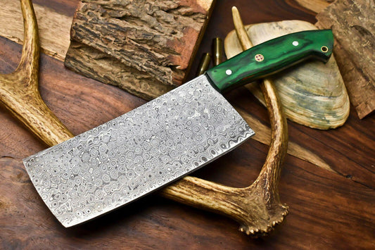 Custom Handmade Damascus Steel Chef Chopper Knife – 384 Layer Forged 