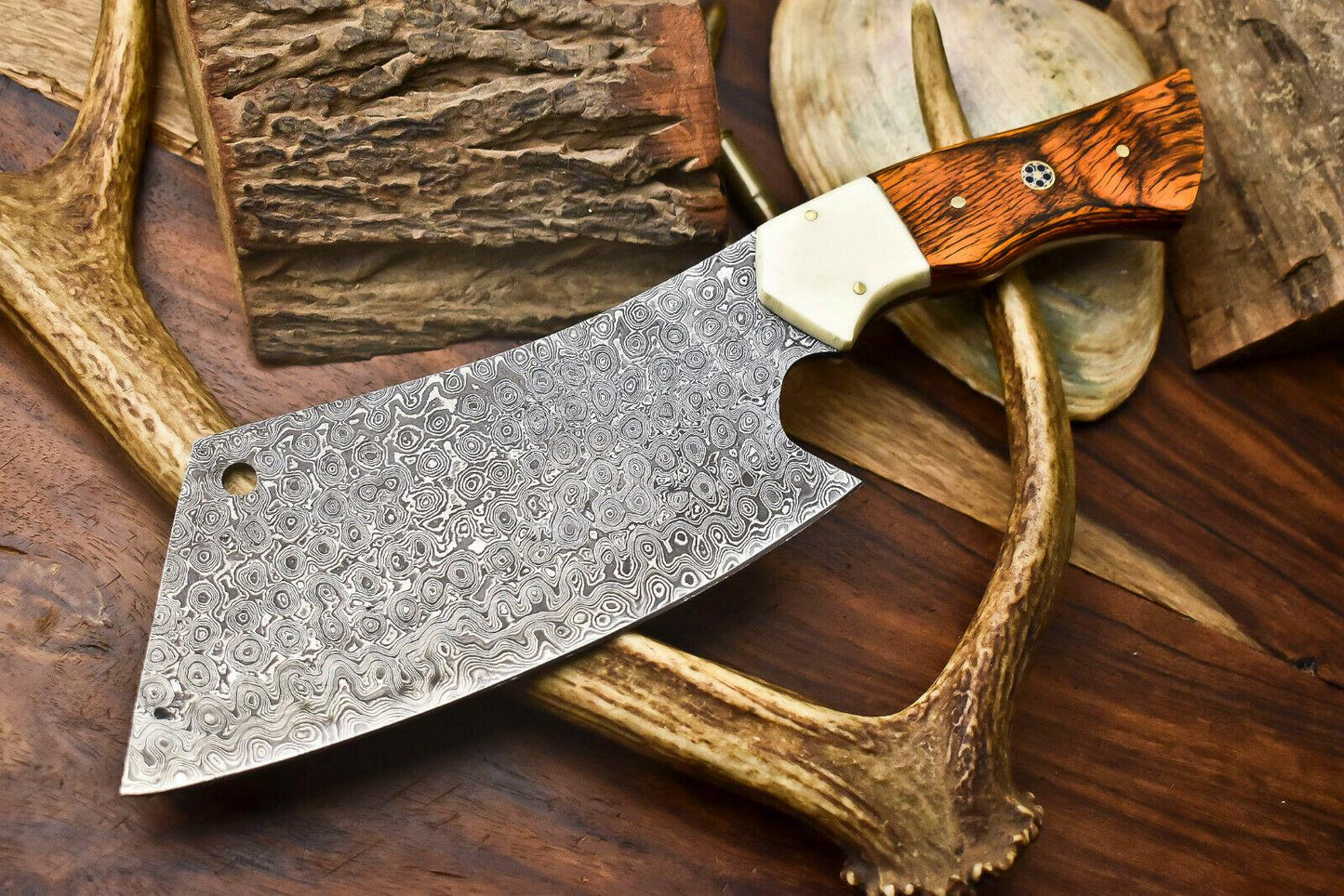 Custom Handmade Damascus Steel Chef Chopper Knife – 384 Layers Full Tang Blade