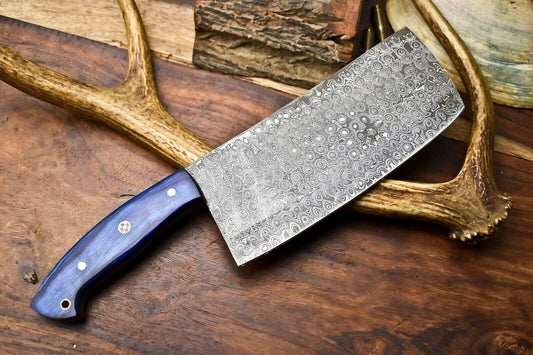 Custom Handmade Damascus Steel Chef Chopper Knife – Full Tang Kitchen Knive