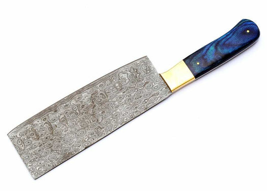 Custom Handmade Damascus Steel Chef Cleaver – 12" Meat Cleaver with 7" Blade & 5" Handle