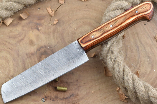Custom Handmade Damascus Steel Chef Knife – 10" Kitchen Knife with 5.5" Blade & Dollar Sheet Handle