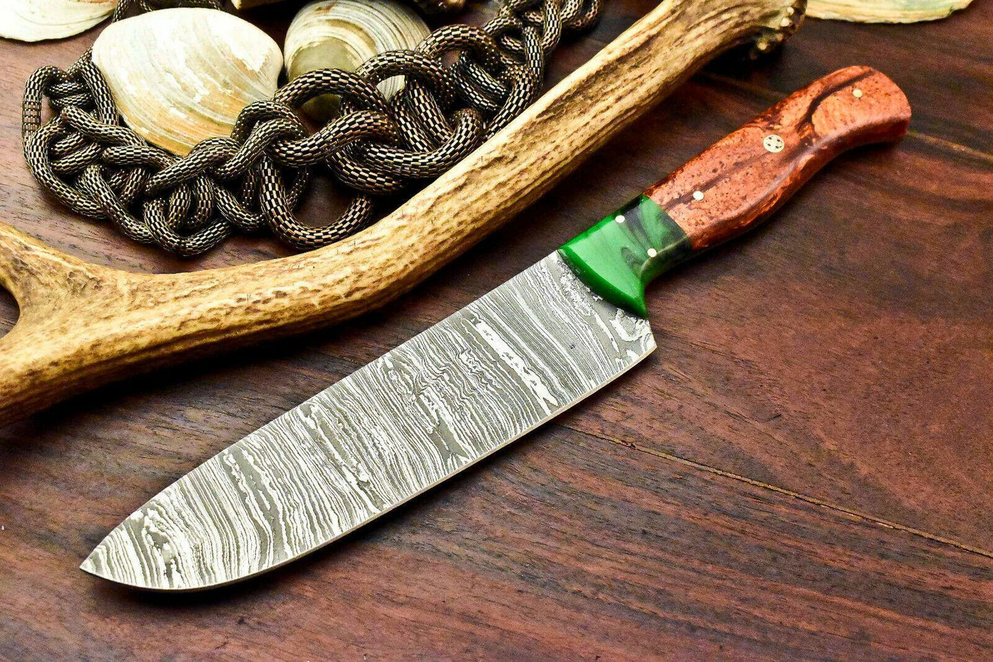  Custom Handmade Damascus Steel Chef Knife 12" Damascus Chef Knife with Corian Handle