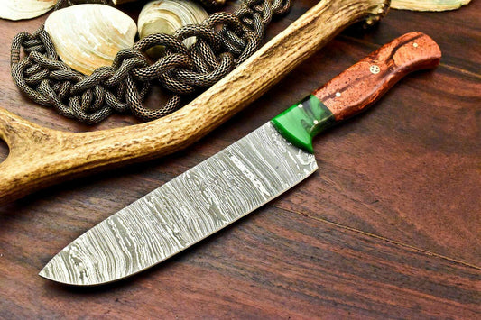  Custom Handmade Damascus Steel Chef Knife 12" Damascus Chef Knife with Corian Handle