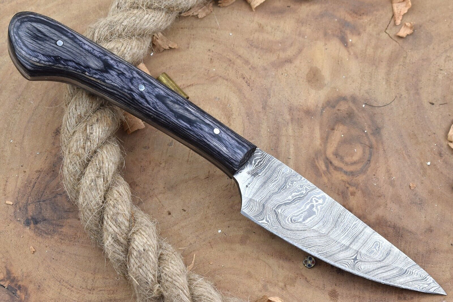 Custom Handmade Damascus Steel Chef Knife – 9" Kitchen Knife with 4.5" Blade & Black Dollar Sheet Handle