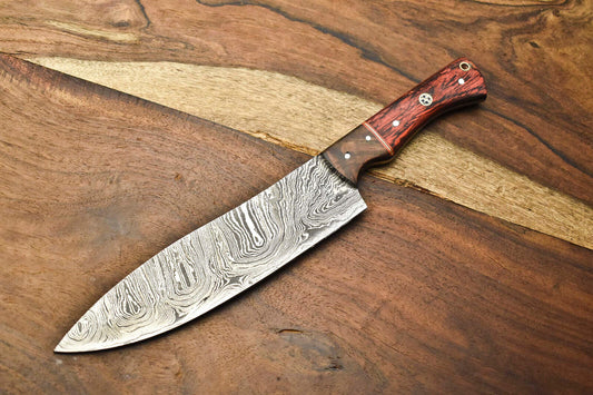 Custom Handmade Damascus Steel Chef Knife – Full Tang Blade, Sport Utility Kitchen Knife
