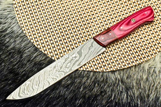 Custom Handmade Damascus Steel Chef Knife Full Tang Blade with Pakkawood Handle