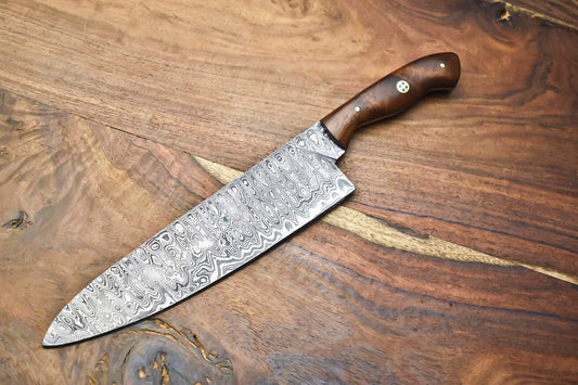 Custom Handmade Damascus Steel Chef Knife – Full Tang Forged Sport & Kitchen Blade