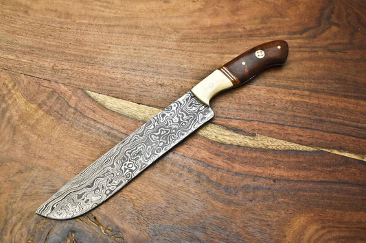 Custom Handmade Damascus Steel Chef Knife – Full Tang Sport Design